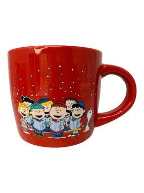 Peanuts Christmas Mug Charlie Brown Gang Red Holiday Coffee Cup